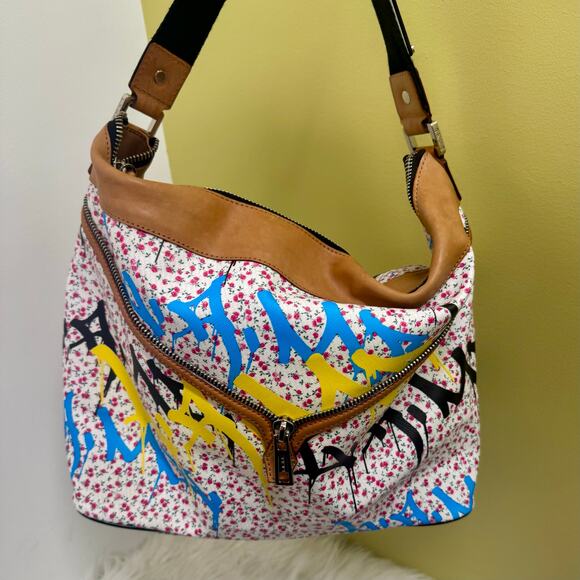 L.A.M.B. Gwen Stefani Y2K VTG Ditzy Floral Graffiti Hobo Grandvale Handbag - Picture 1 of 16